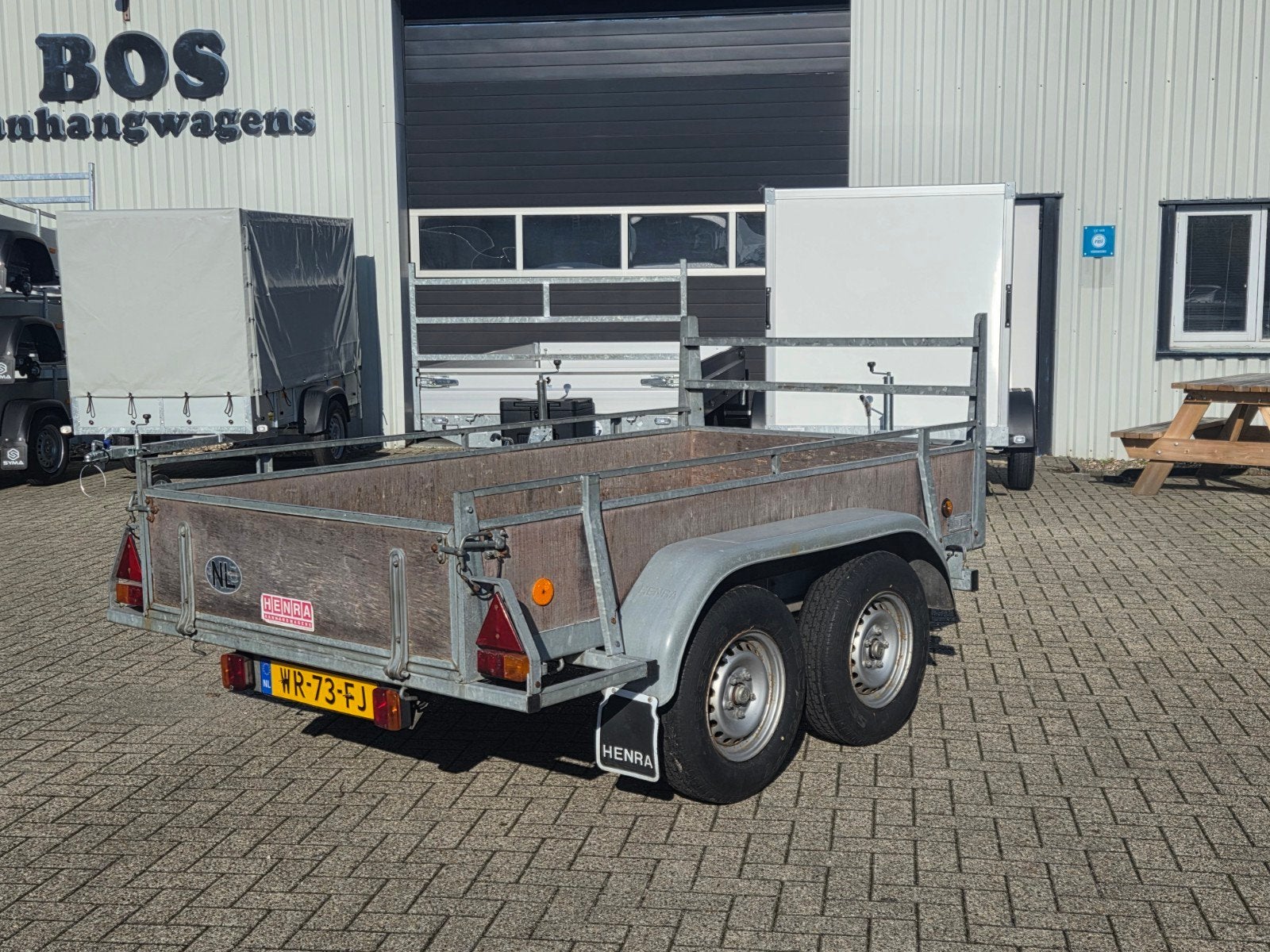 Henra bakwagen 2000kg tandemasser ,Afm.2.57x1.35m ,Kenteken, Ophalen of Verzenden, Gebruikt