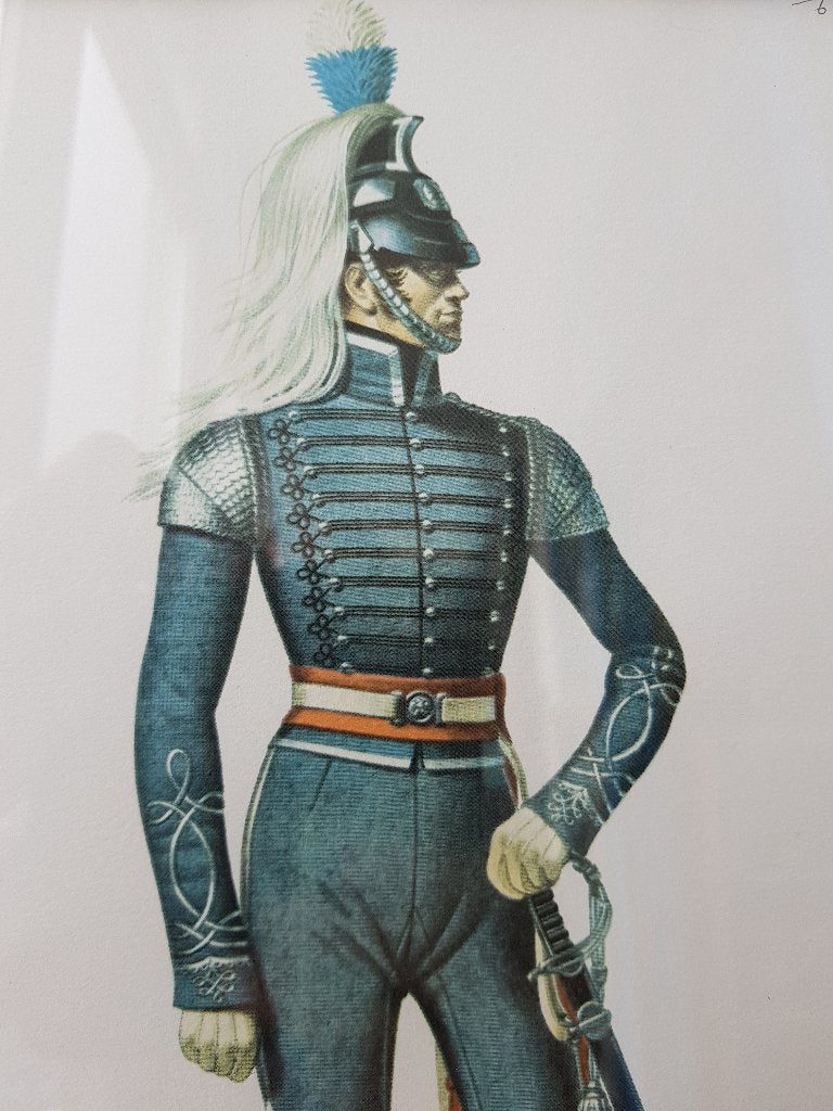 Mooie grote oude ingelijste militaria prent uit Engeland., Antiek en Kunst, Kunst | Litho's en Zeefdrukken, Ingelijst, Ophalen of Verzenden