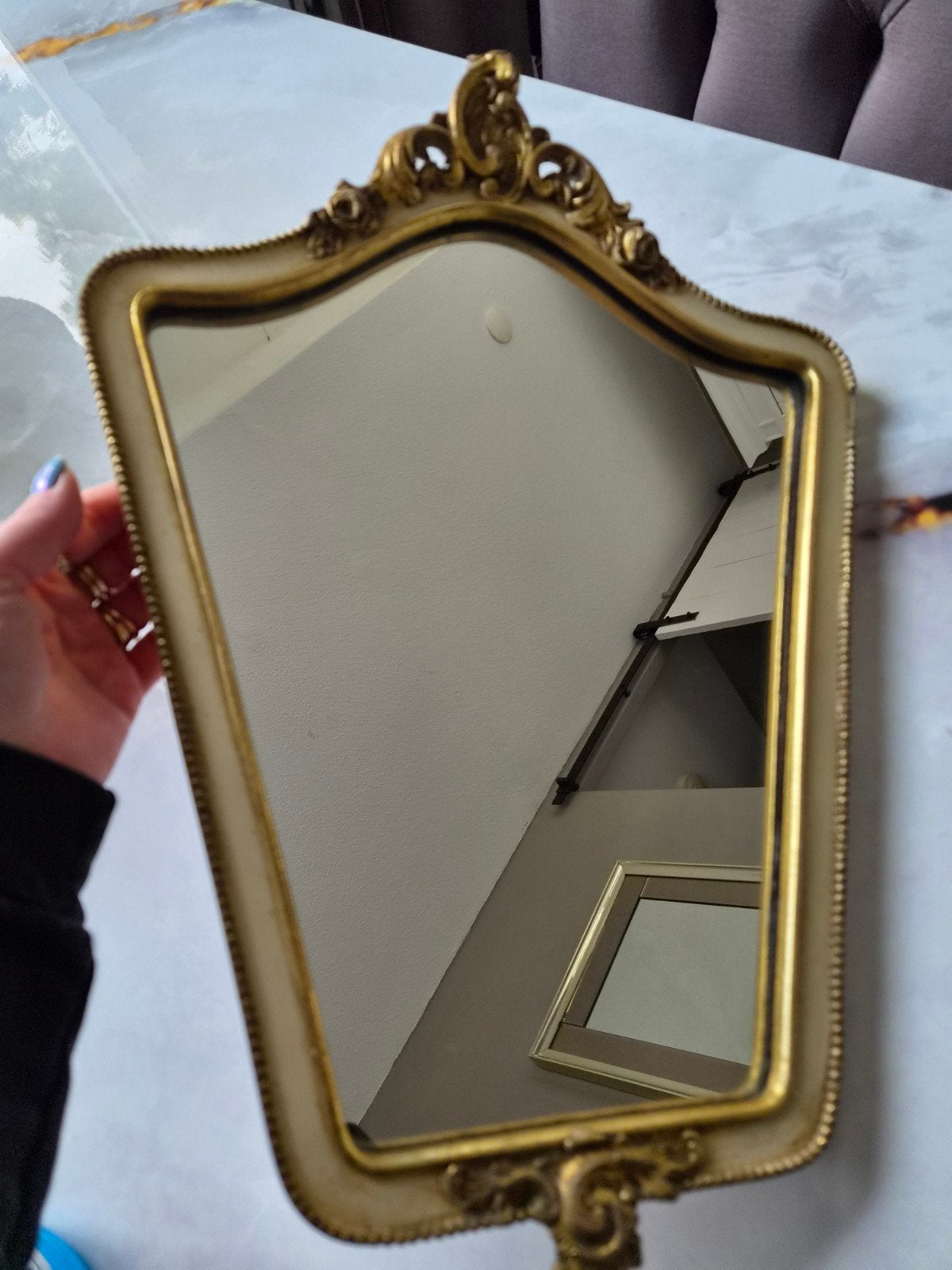 Antieke Pieterman Kuif Spiegel - Vintage Wandspiegel, Ophalen of Verzenden, Overige vormen, Minder dan 50 cm, Minder dan 100 cm