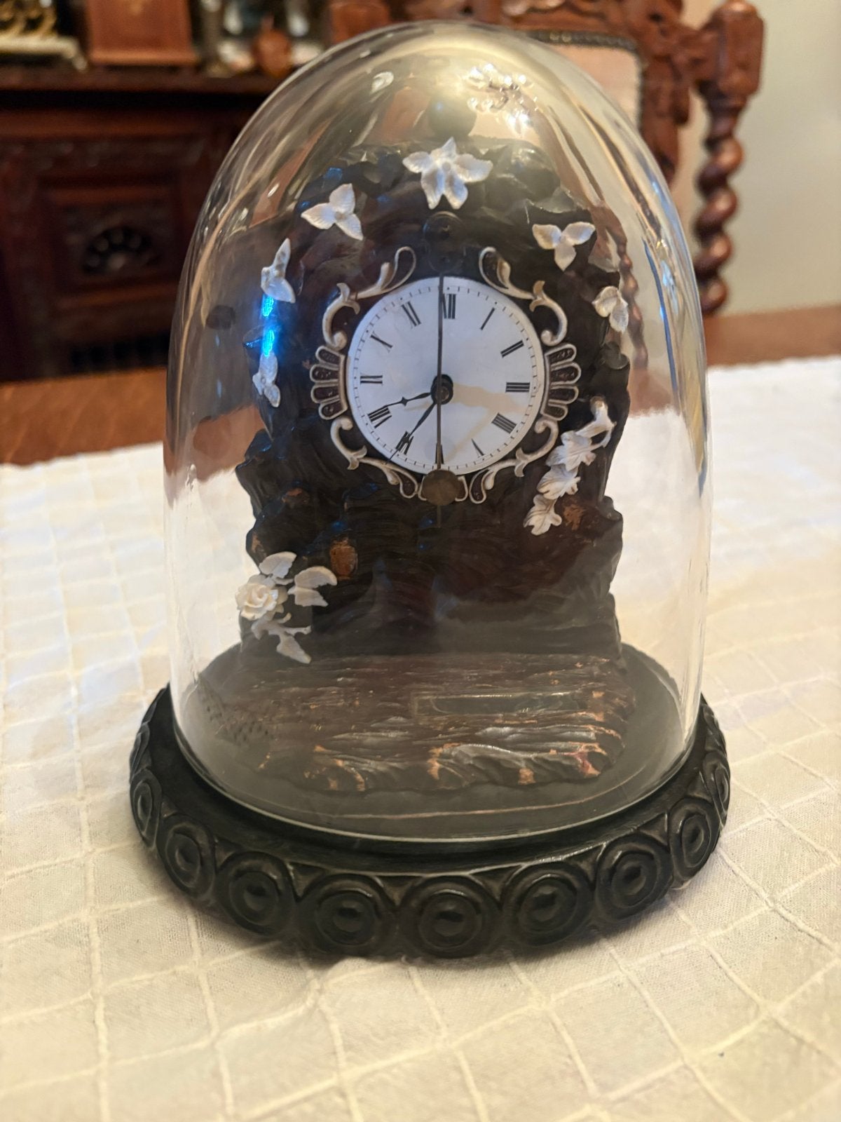 Antieke klok onder glazen stolp - Uniek decoratiestuk, Antiek en Kunst, Ophalen