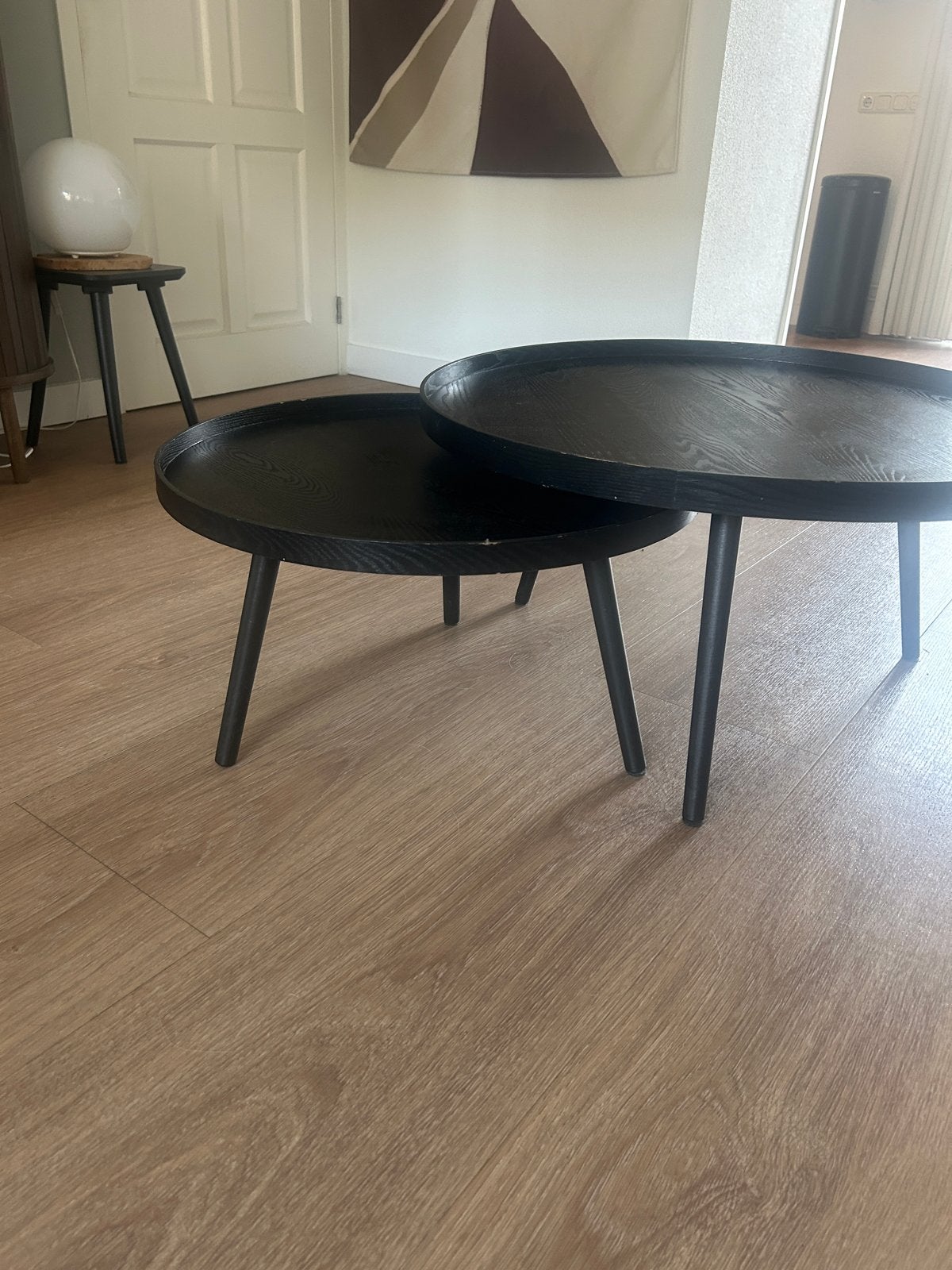 WOOOD bijzettafels set Mesa L en Mesa XL, Ophalen, Gebruikt, Rond, 50 tot 100 cm