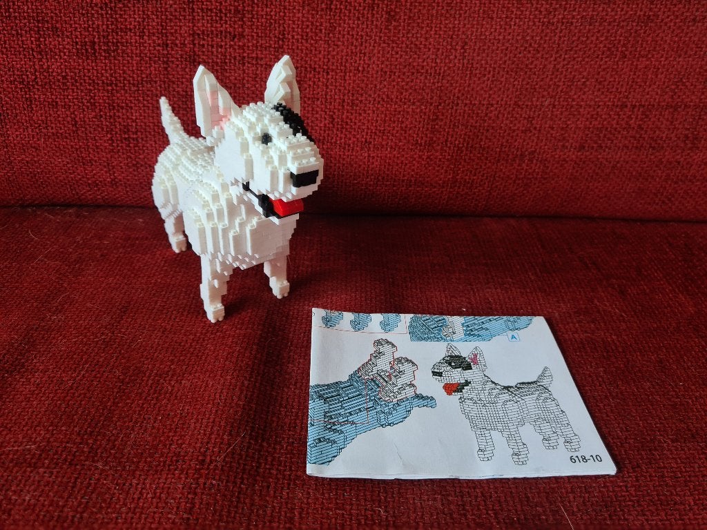 Mini bouwstenen hond wit bull terrier lepin, Ophalen of Verzenden