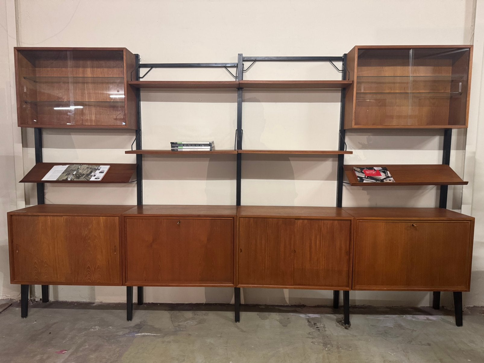 Poul Cadovius by Royal System vintage modulair wandsysteem, Gebruikt, Glas, 300 cm of meer, Ophalen of Verzenden