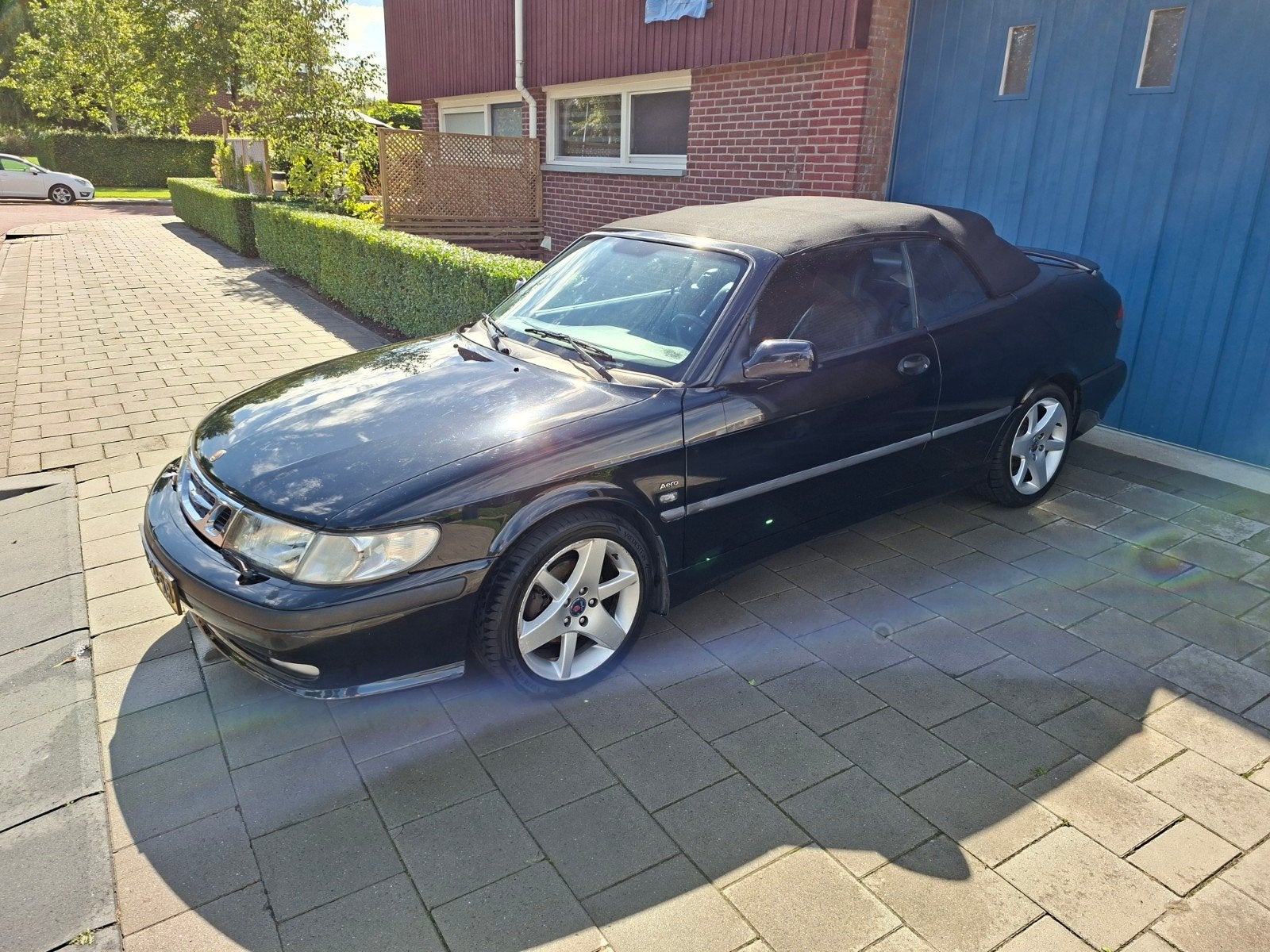 Saab 93 aero cabriolet 2.0 turbo, Auto's, Zwart, Cabriolet, Zwart, Leder
