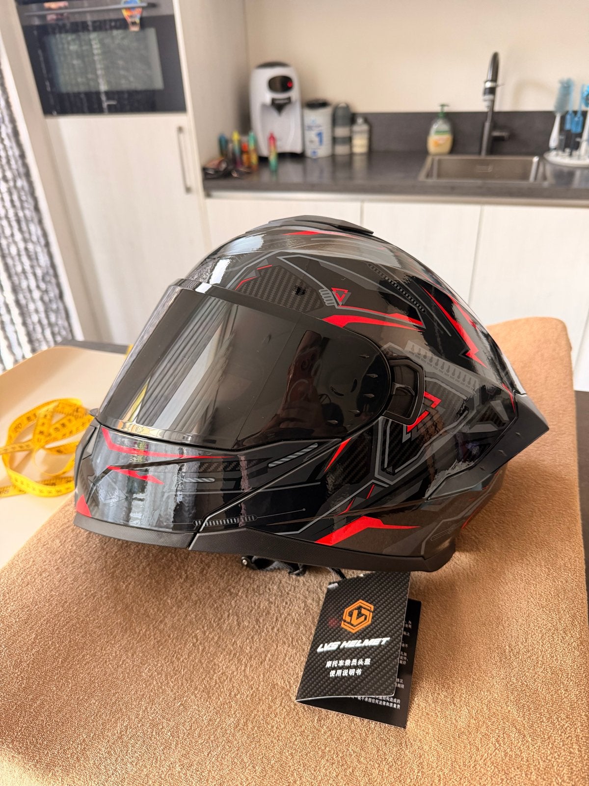 LVS Helm Maat L - Zwart/Rood Design NIEUW, Overige merken, Ophalen of Verzenden, Integraalhelm, L