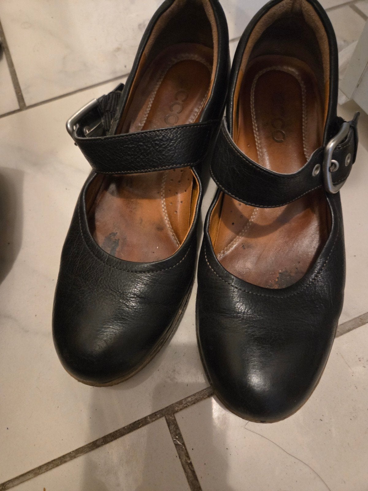 ECCO Zwarte Leren Mary Jane Schoenen - Maat 38, Schoenen met lage hakken, Zwart, ECCO, Ophalen of Verzenden