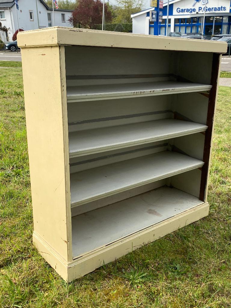 Schoolkast boekenkast brocante kast, Met plank(en), Gebruikt, Onbekend, Onbekend