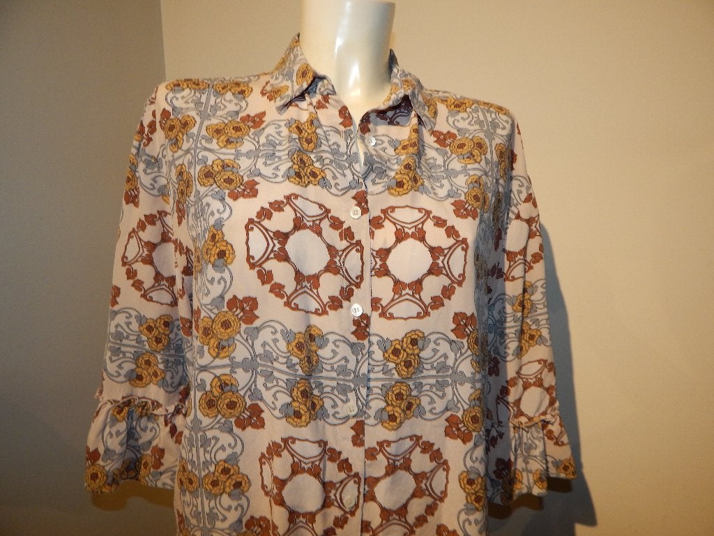 Sandro mooie zijde blouse in print mooie kleuren mt 3/40, Maat 38/40 (M), Overige kleuren, Verzenden, Sandro