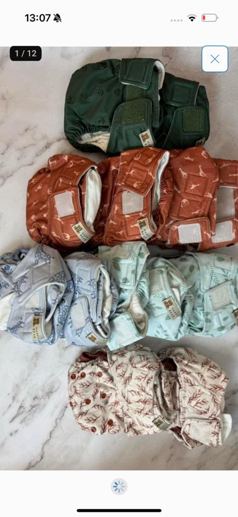 Volledig pakket wasbare luiers, voor baby’s van 3 tot 9 kg, Ophalen of Verzenden, Zo goed als nieuw, One size