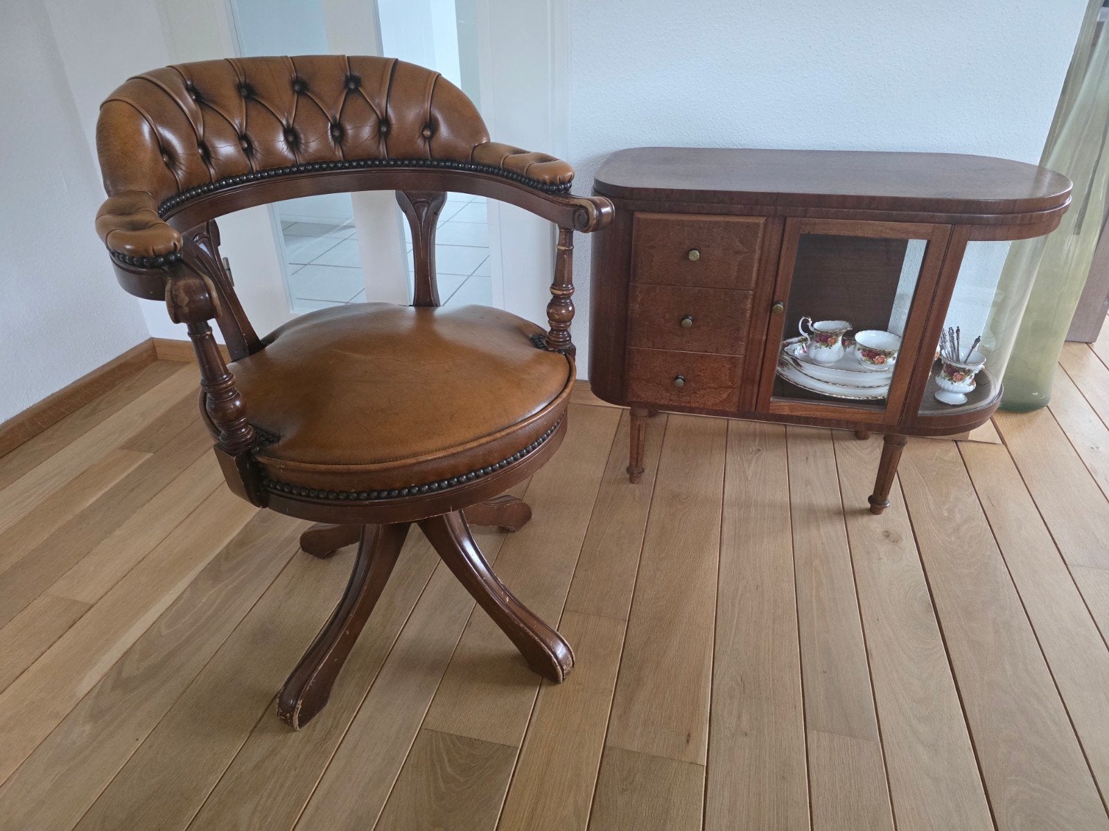 Chesterfield-stijl bureaustoel / captain’s chair, Huis en Inrichting, Bureaustoelen, Ophalen, Gebruikt, Bruin, Bureaustoel