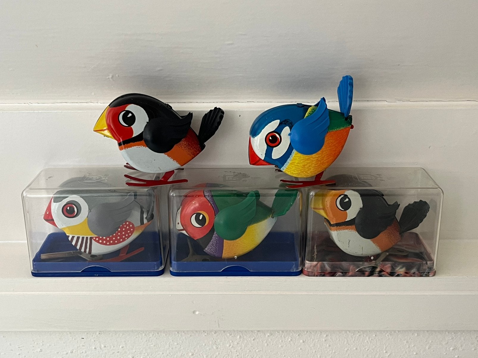 5x Lehmann opwindvogeltjes blikken speelgoed Western Germany, Verzenden