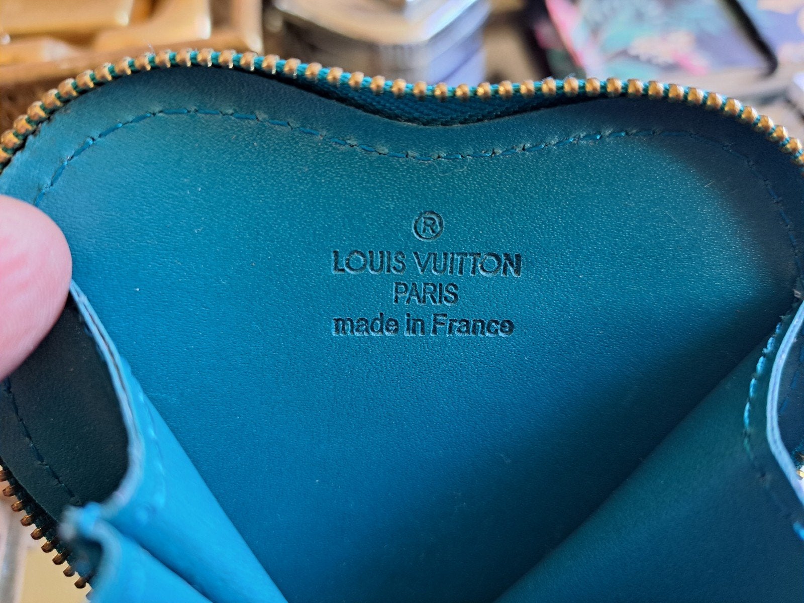 Louis Vuitton Hartvormige Portemonnee - Turquoise, Ophalen of Verzenden