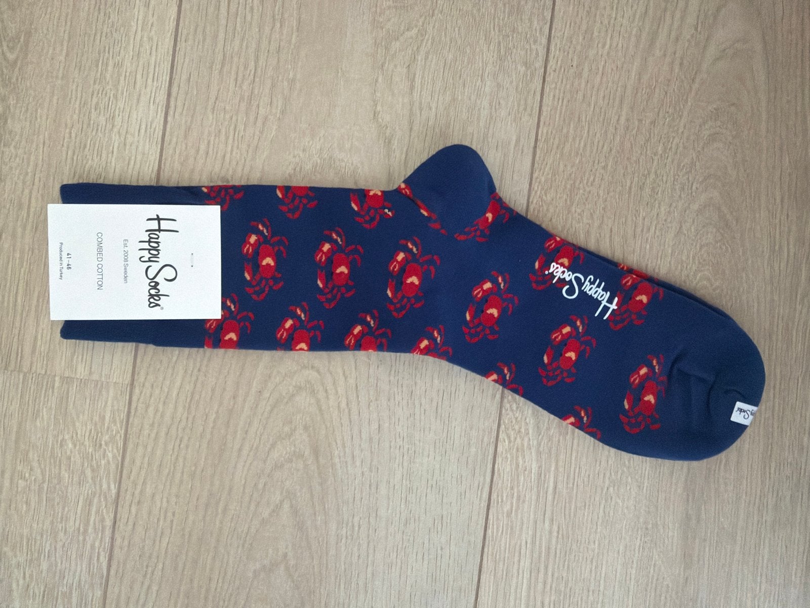 Happy Socks met krabbenprint, maat 41-46, nieuw, Kleding | Heren, Sokken en Kousen, Verzenden, Nieuw, Maat 43 t/m 46, Blauw