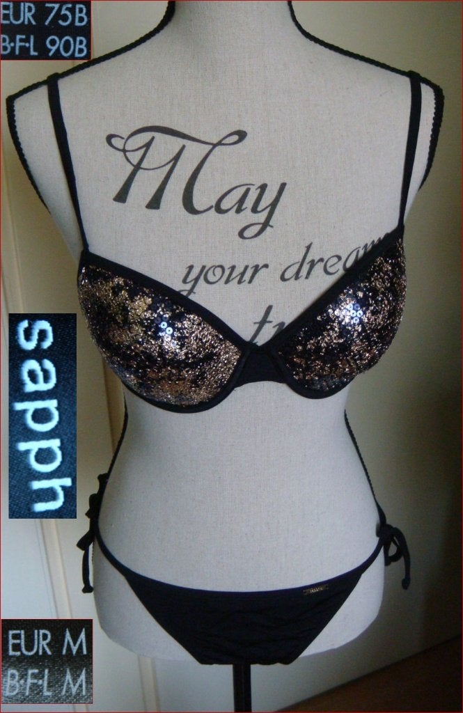 Nieuwe SAPPH bikini kopper-zwart BH 75B + zwarte slip maat M, Meerkleurig, Nieuw, Ophalen of Verzenden, Sapph