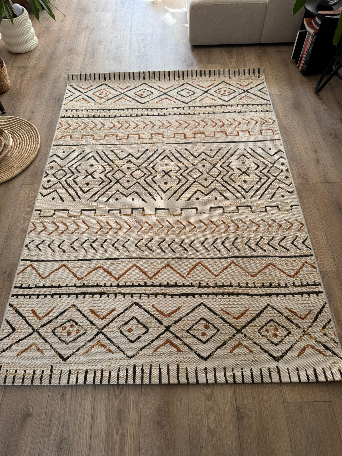 Vloerkleed Star grafisch patroon binnen/buiten, Huis en Inrichting, Ophalen, Beige, 150 tot 200 cm, 200 cm of meer