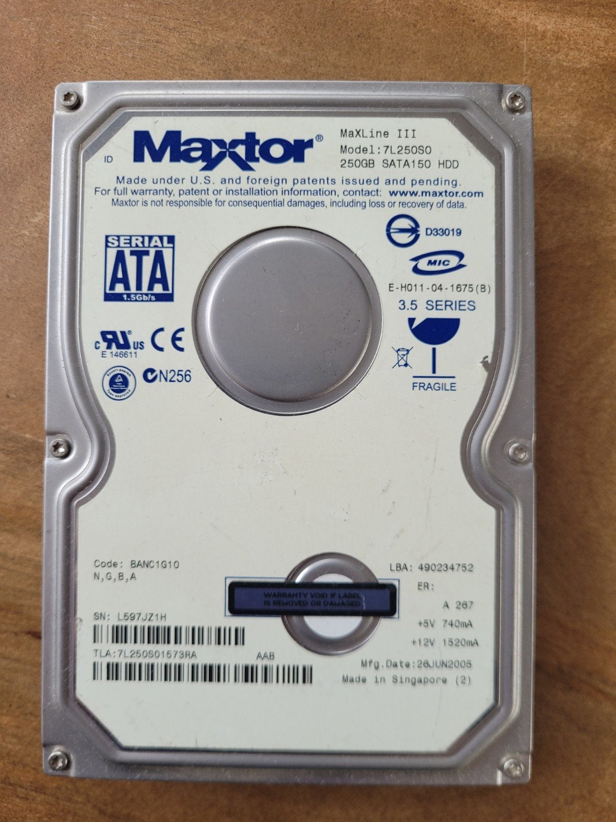 Maxtor MaxLine III 250GB SATA HDD - Intern, Maxtor, Intern, Gebruikt, Ophalen of Verzenden
