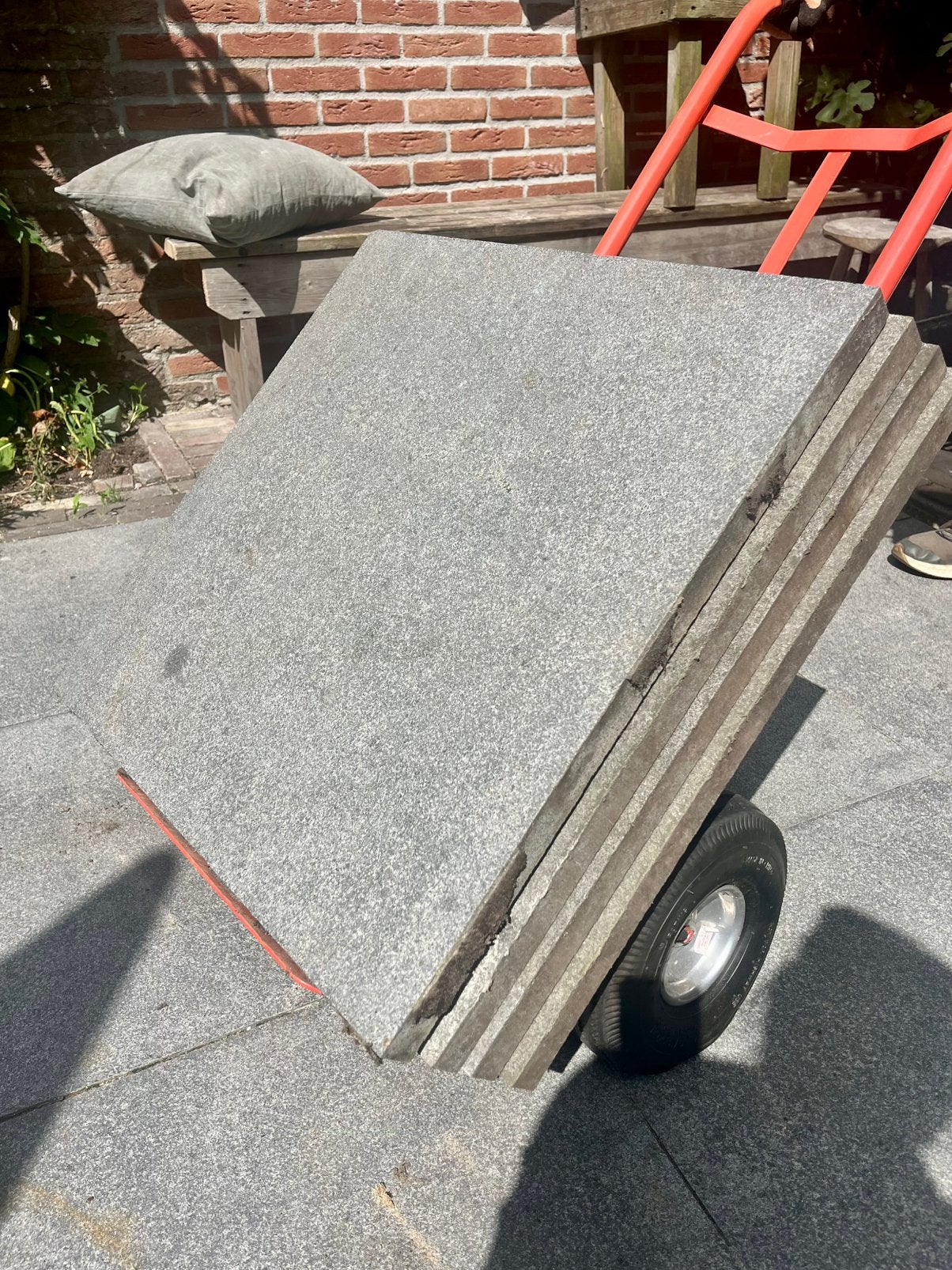 Granieten terras tegels 60x60x3 cm, Tuin en Terras, Ophalen, Gebruikt, Natuursteen, Terrastegels