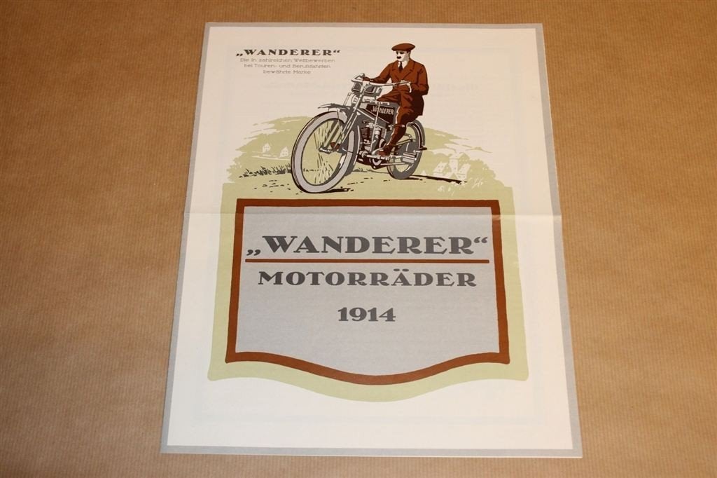 Zeldzame reclamefolder Wanderer Motoren - 1914 !!, Ophalen of Verzenden, Zo goed als nieuw