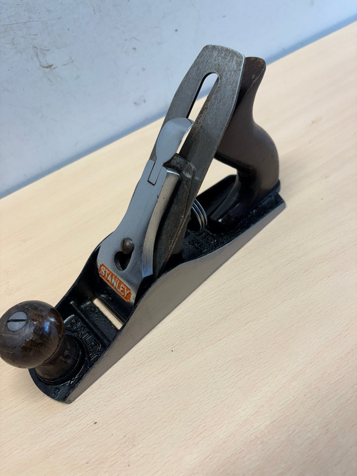 Mooie Stanley 3 met houten handgrepen en robzool, Ophalen of Verzenden, Zo goed als nieuw