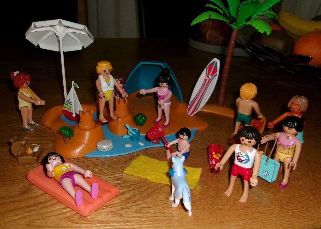Playmobil 9425 met beschrijving. Strand + extra popjes, Gebruikt, Complete set, Overige typen, Ophalen of Verzenden
