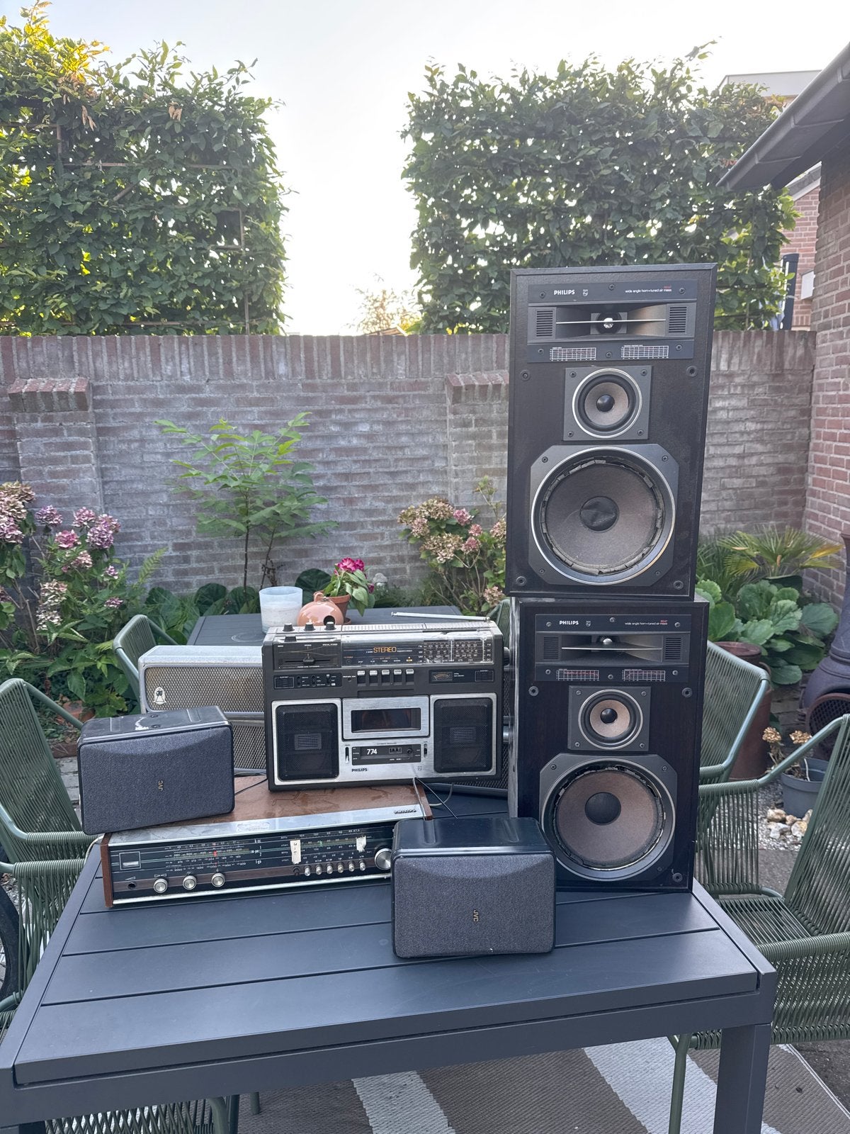 Vintage Audio Set: Philips, JVC, Bouyer - Radio, Speakers, Ophalen, Philips, Gebruikt, Cassettedeck