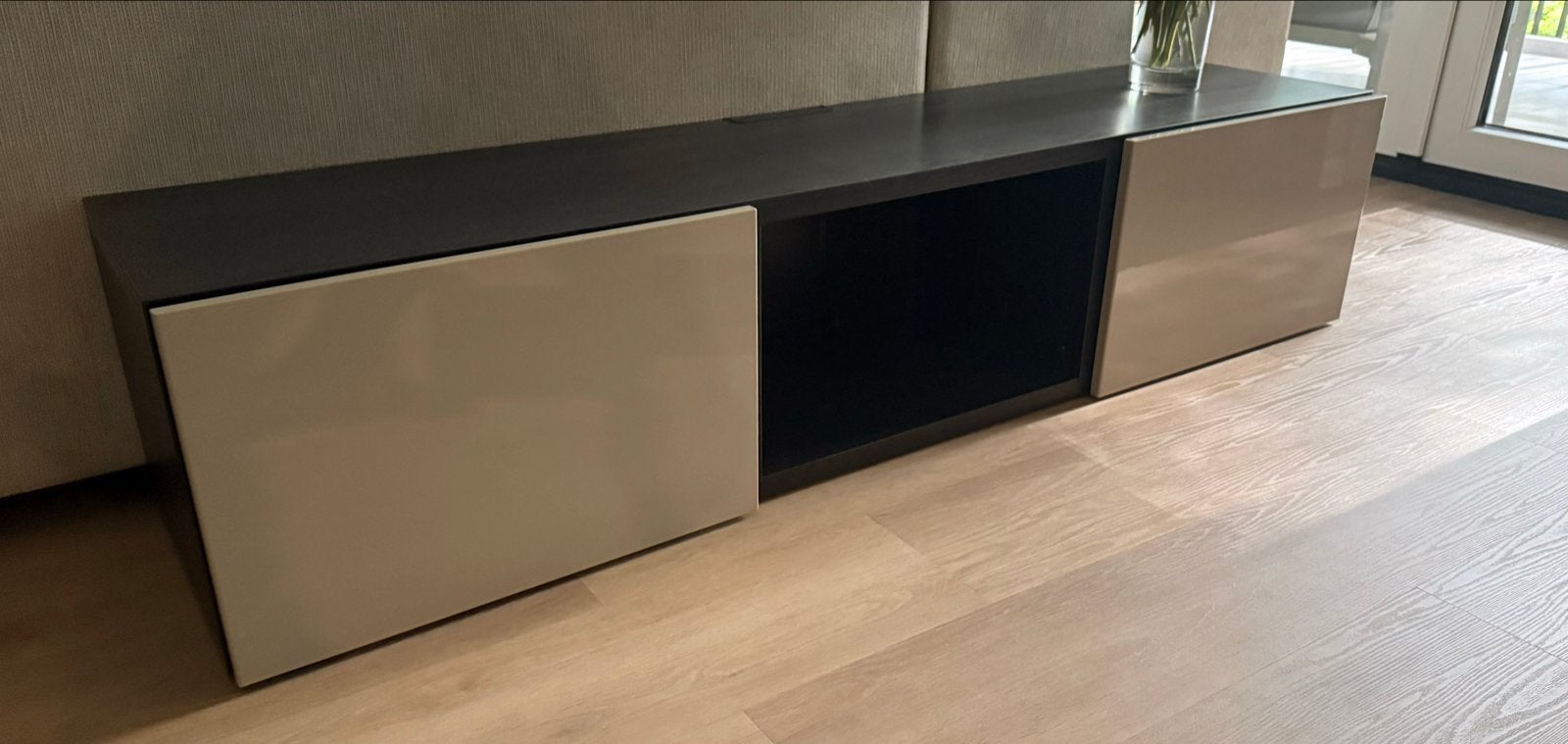 IKEA BESTÅ tv-meubel zwartbruin/grijsbeige 180 cm, Ophalen, 150 tot 200 cm, Zo goed als nieuw, Minder dan 100 cm