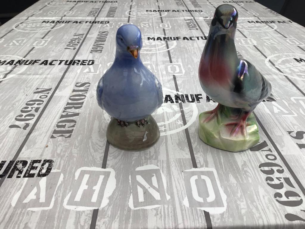 Vintage Keramische Duiven Beeldjes - Set van Twee, Antiek en Kunst, Ophalen of Verzenden