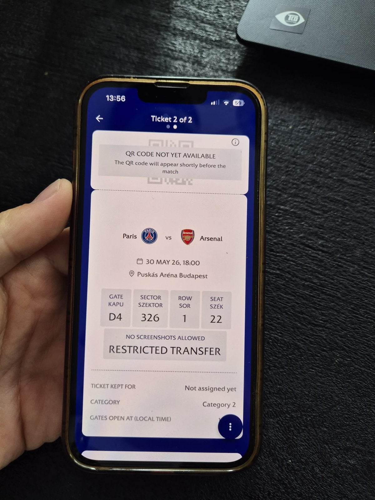 2 TICKETS PSG ARSENAL, Champions League finale, Twee personen