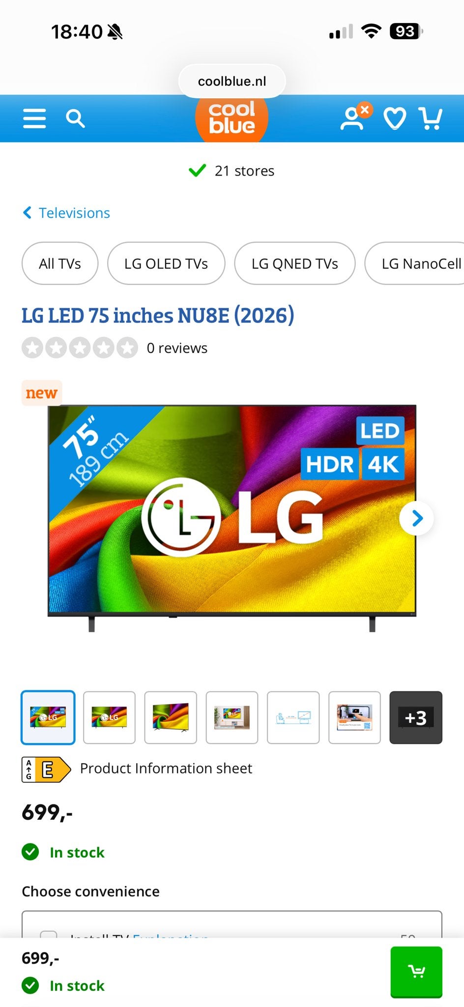 LG 2026 75 inch 4K Smart TV (Nieuw in doos), Audio, Tv en Foto, Televisies, Ophalen, LED, 50 Hz, Nieuw