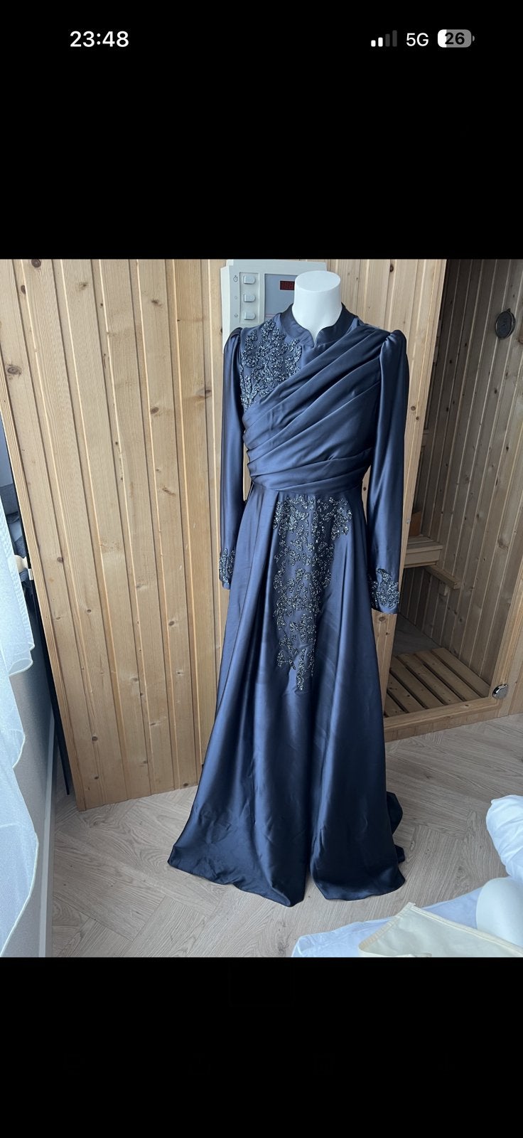 Abiye galajurk avondjurk hijab, Galajurk, Blauw, Maat 42/44 (L), Ophalen of Verzenden