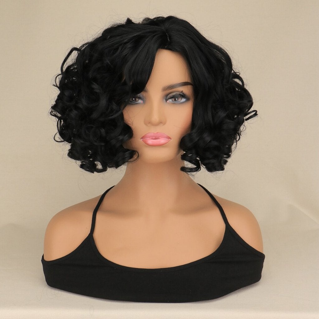 Zwarte Krullende Korte Afro Pruik Haar Dames Vrouwen Zwart, Verzenden, Nieuw, Pruik of Haarverlenging