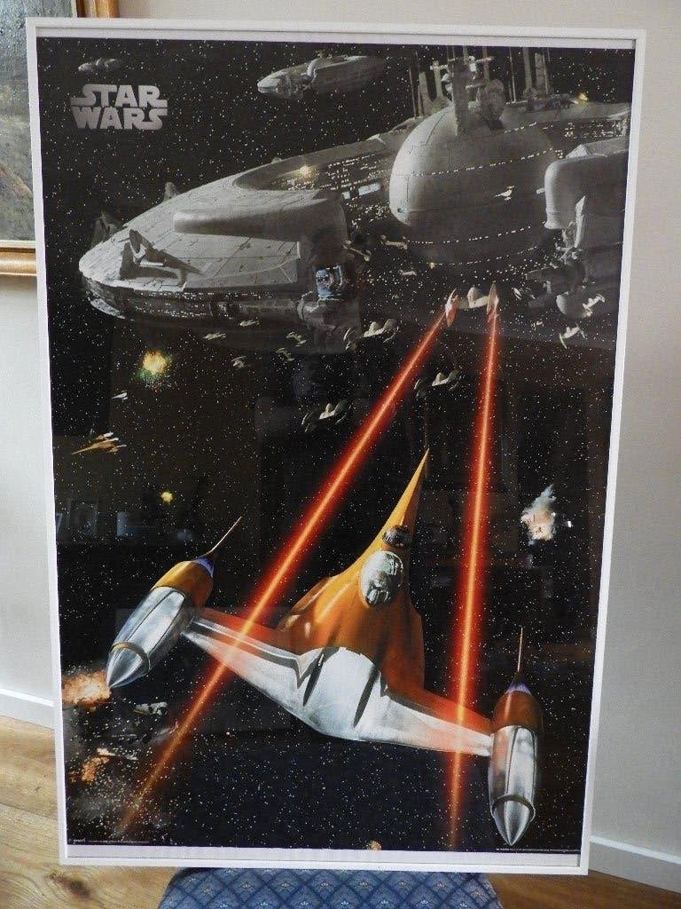 Star Wars Phantom Menace Naboo N-1 Starfighter, Ophalen, Rechthoekig Staand, Met lijst, Deurposter of groter