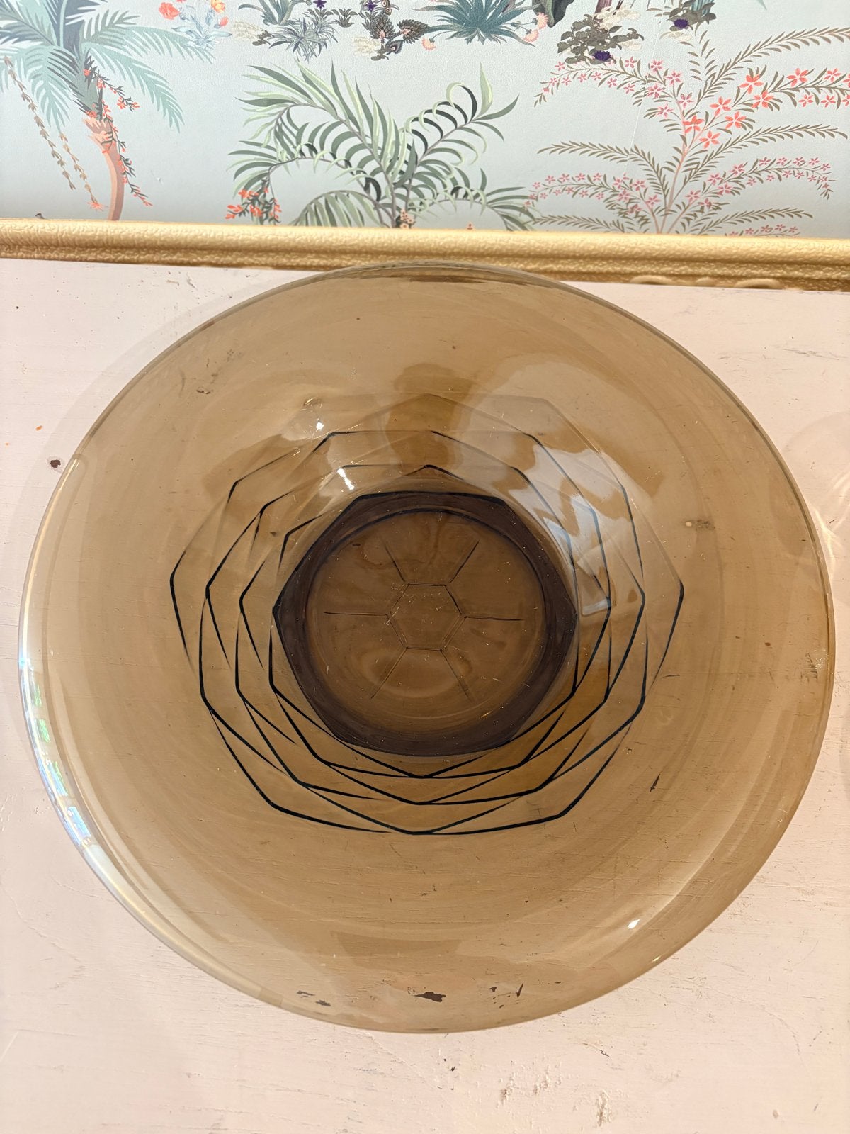 A.D. Copier Leerdam 'Pijnappel' drijfschaal - Rookglas 30cm, Antiek en Kunst, Ophalen of Verzenden
