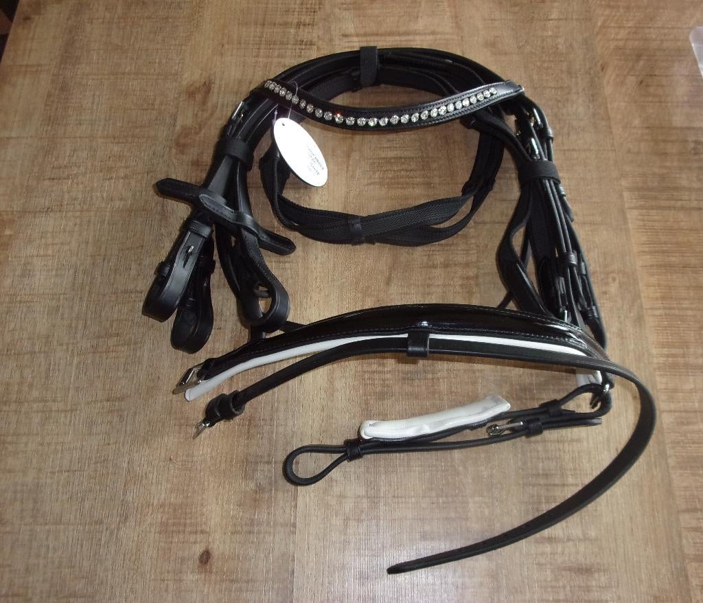 hoofdstel shet teugels gecombineerde lakneusriem bling, Dieren en Toebehoren, Paarden en Pony's | Hoofdstellen en Tuigage, Ophalen of Verzenden