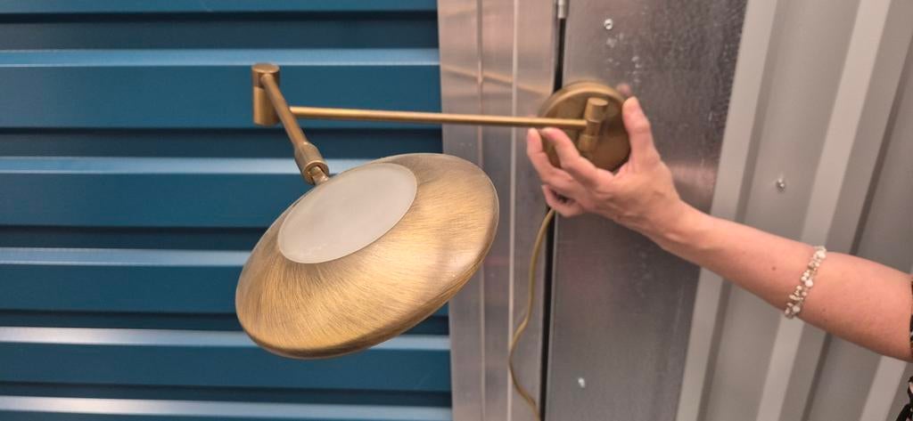 Vintage Messing Wandlamp - Verstelbaar Design, Ophalen, Gebruikt, Metaal, Vintage, Industrieel, Mid-century