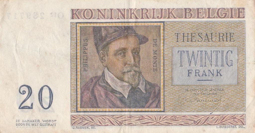Belgie 20 Frank  03.04.1956, Ophalen of Verzenden, Los biljet