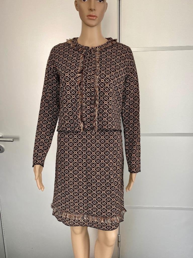 H103 Nieuw: Compagnia Italiana maat 36=S Set: jurk+vest, Kleding | Dames, Bruin, Nieuw, Compagnia Italiana, Ophalen of Verzenden
