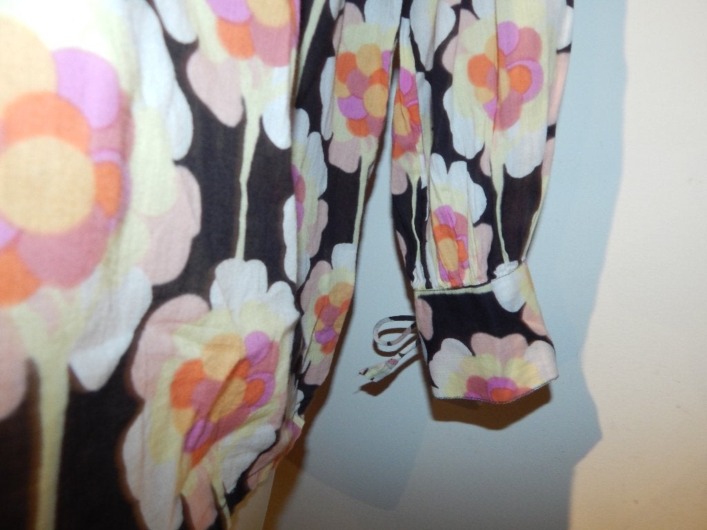 Antik Batik mooie blouse grote bloemen print strik mouw M, Maat 38/40 (M), Meerkleurig, Ophalen of Verzenden, Zo goed als nieuw