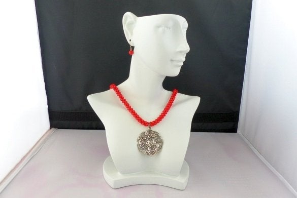 KORAAL ketting/oorhanger-set, Verzenden, Nieuw, Verstelbaar, Rood