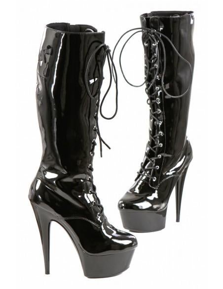 Vinyl Plateau Laarzen. Maat 44 45. Hielhoogte 14 cm., Kleding | Dames, Ophalen of Verzenden, Nieuw, Zwart, Schoenen met hoge hakken