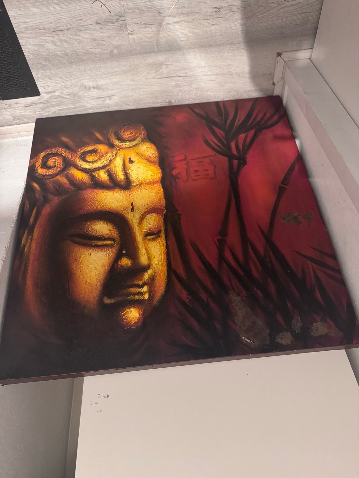 Gratis Boeddha schilderij op doek - Oosterse kunst, Overig onderwerp, Handgeschilderd, Ophalen of Verzenden, Olieverf