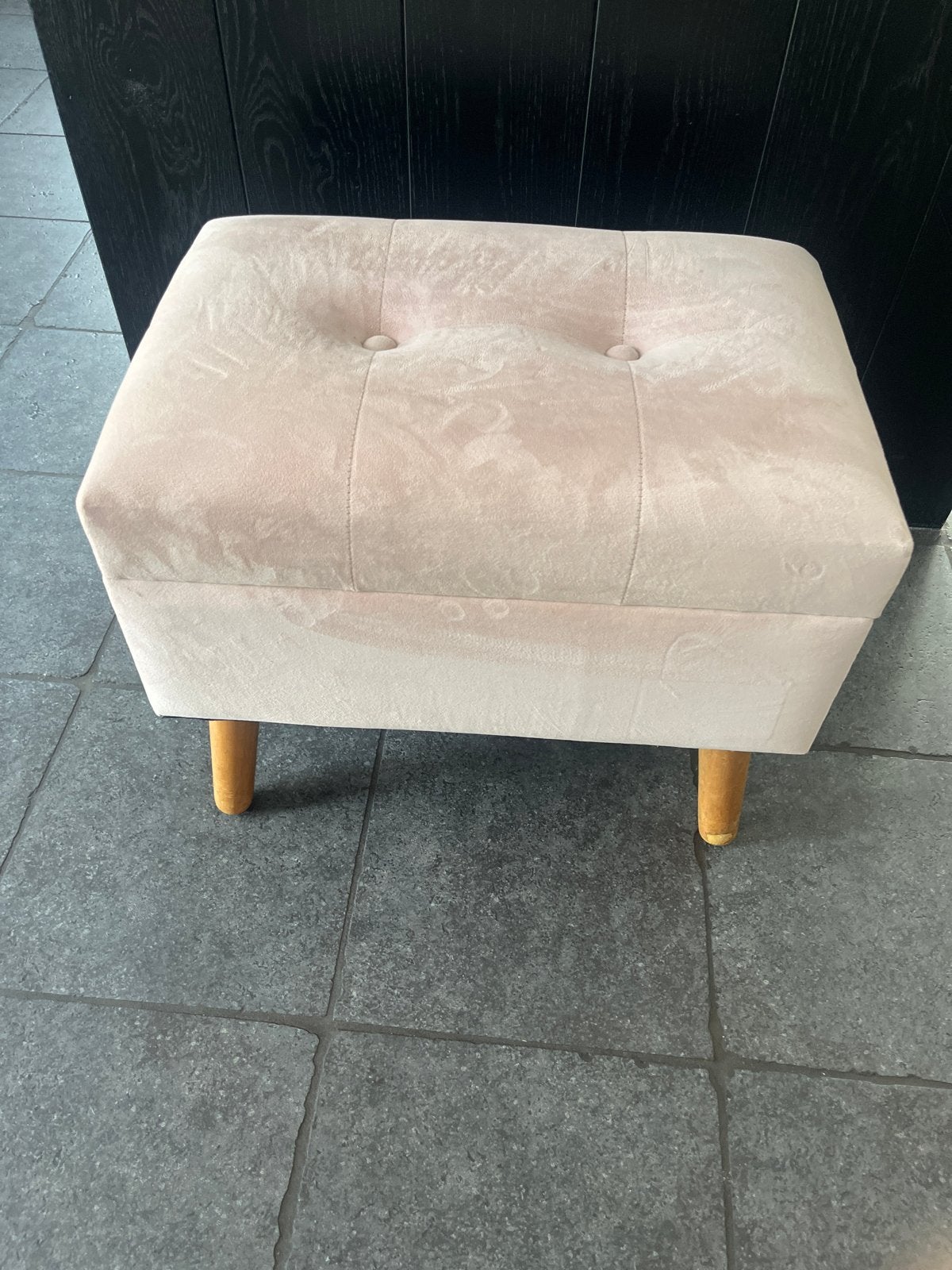 Roze fluwelen poef met opbergruimte, Ophalen, Gebruikt, Stof, Rechthoekig
