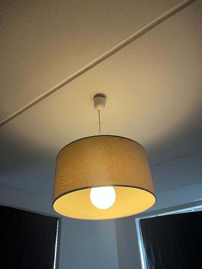 IKEA fabric pendant lamp beige / light brown_Cozy warm light, Ophalen, Zo goed als nieuw