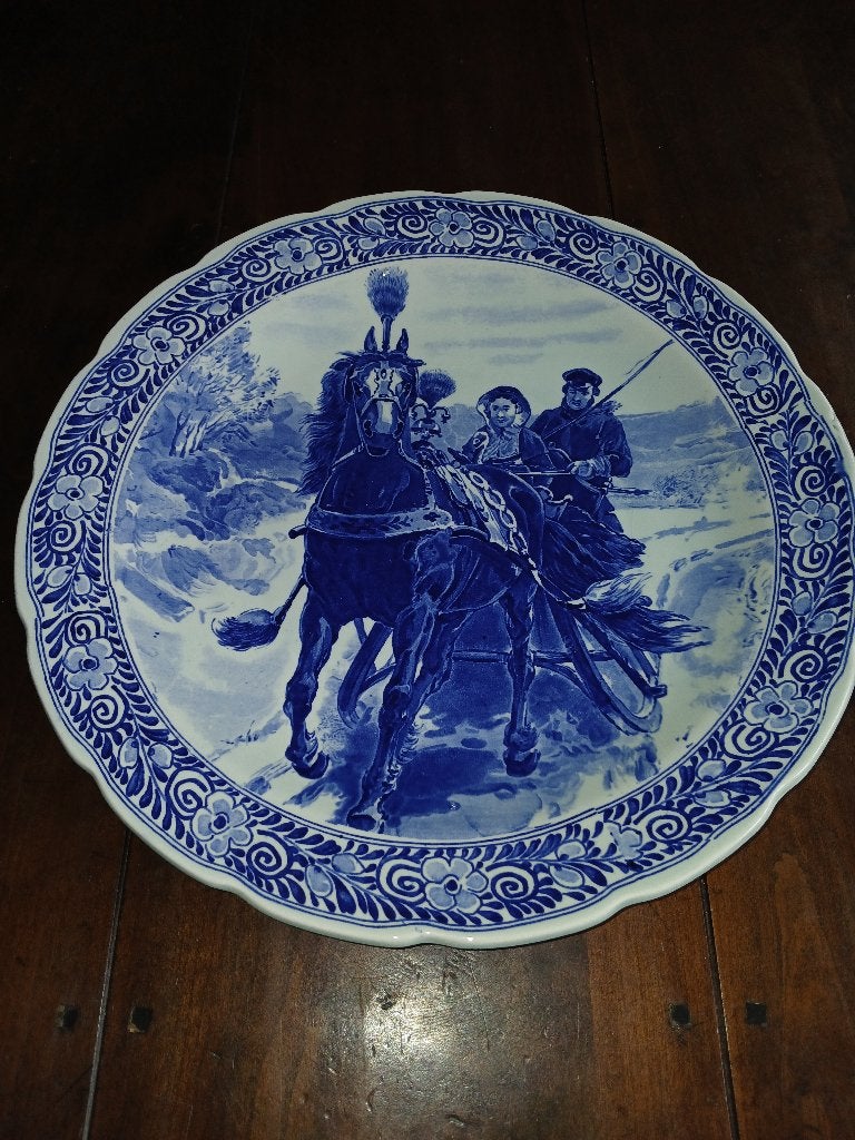 Delfsblauw wandbord, 40cm, Ophalen of Verzenden
