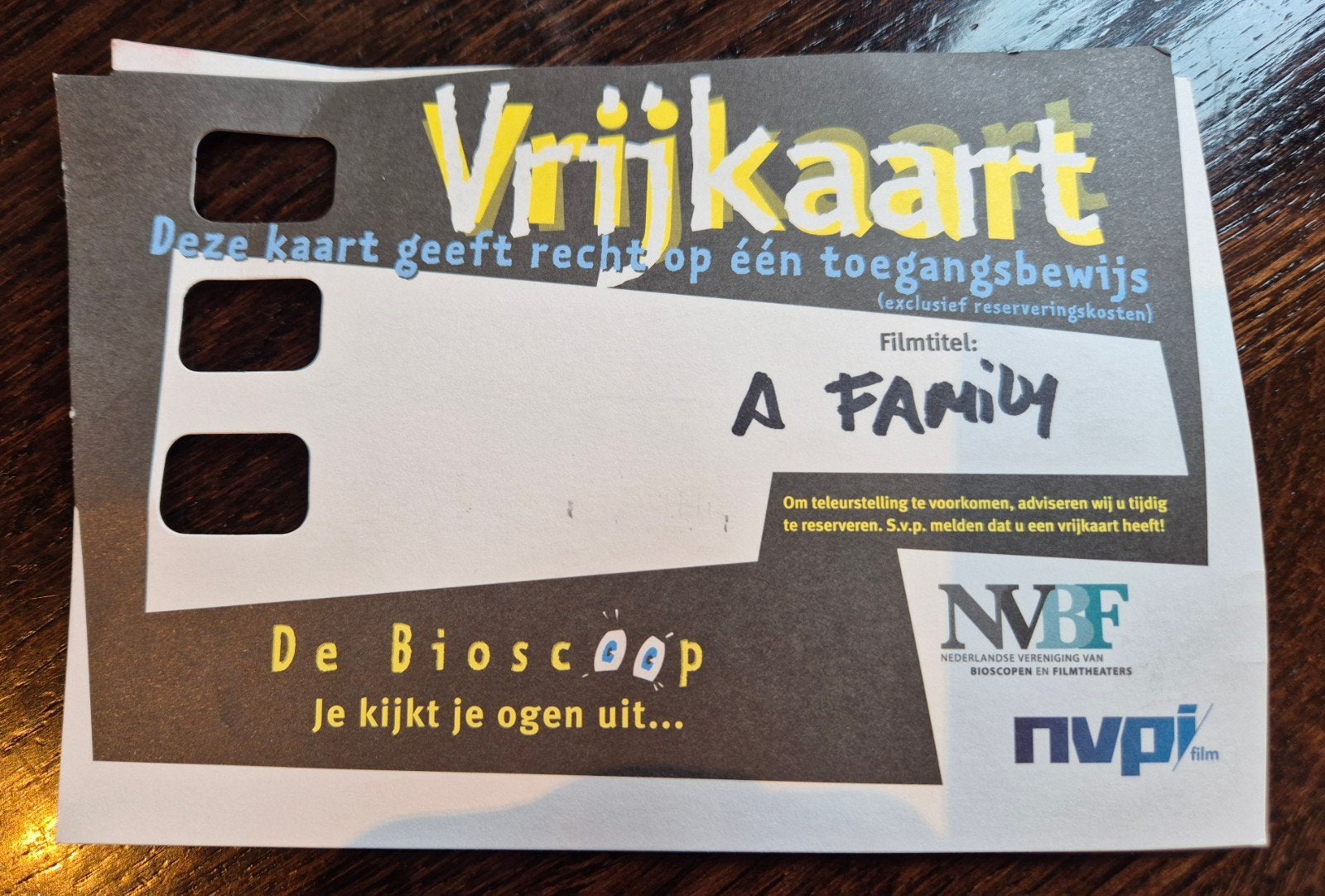 Filmkaartje: A family - Carice van Houten, Tickets en Kaartjes, Eén persoon