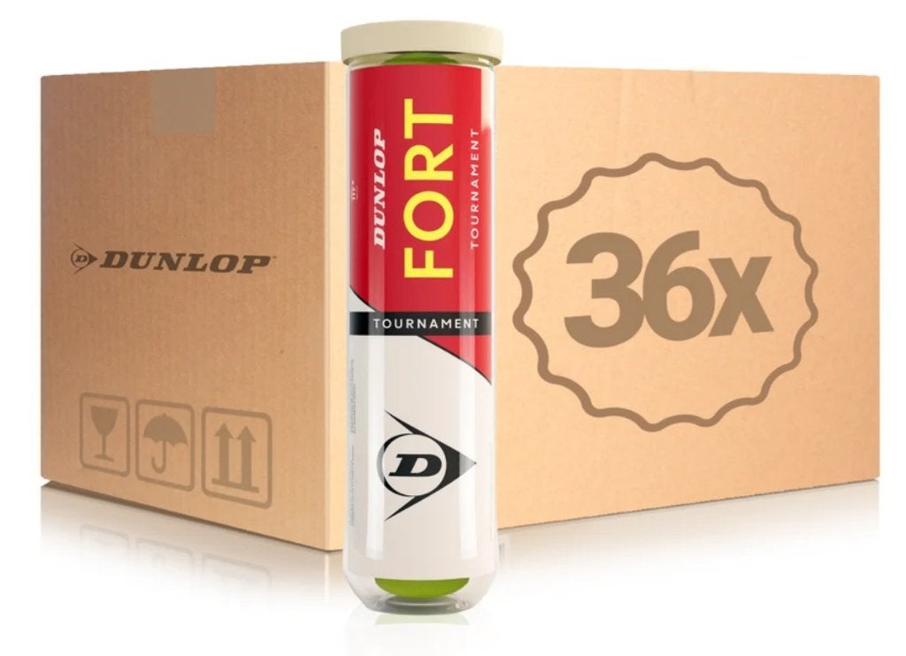 Nieuwe doos Dunlop Fort Tournament tennisballen (36 kokers), Ballen, L00, Nieuw, Ophalen of Verzenden