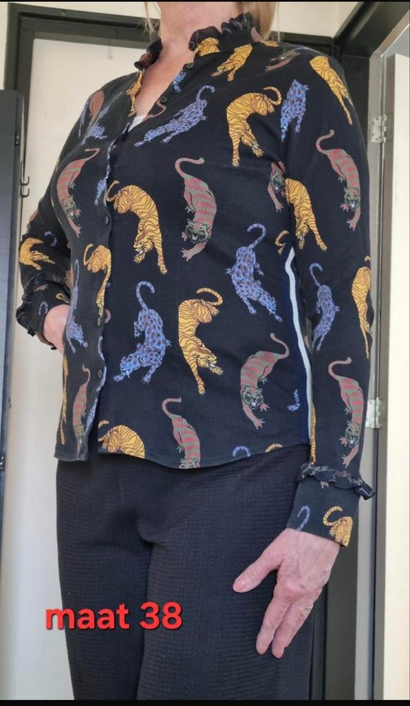 DeSoto blouse met tijgerprint, Ophalen of Verzenden, Zo goed als nieuw, Maat 38/40 (M), Zwart
