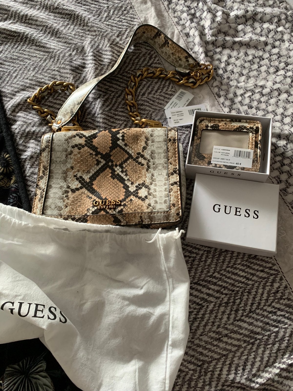 Guess tas met portemonnee origineel, Ophalen, Zo goed als nieuw, Zwart, Guess