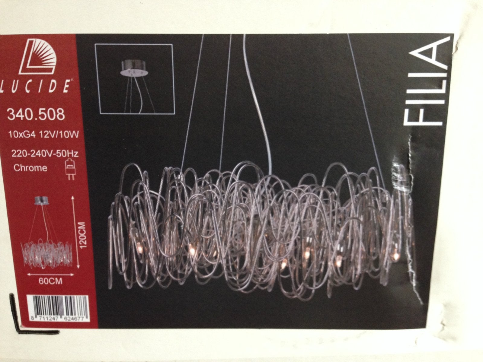 Lucide Filia Hanglamp Chroom 10xG4 12V/10W, Ophalen, Nieuw, Metaal, G4