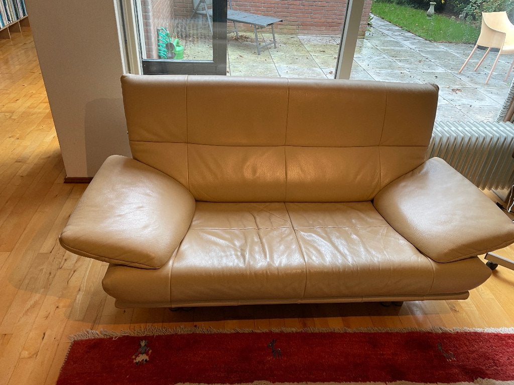 Bank, leder Rolf Benz, Ophalen, Driepersoons, 75 tot 100 cm, Zo goed als nieuw